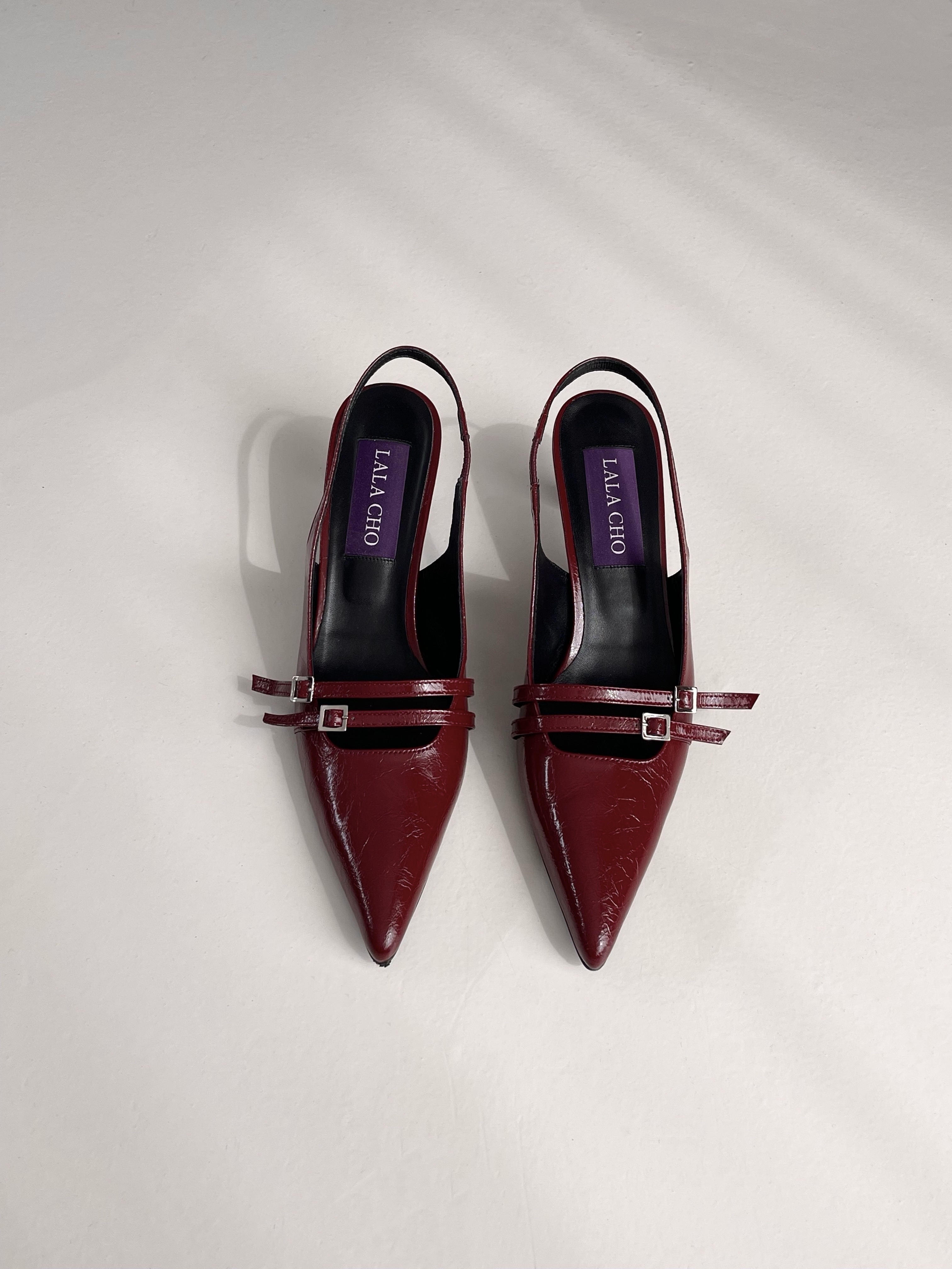 n.1 two-buckle stiletto slingback , wine red